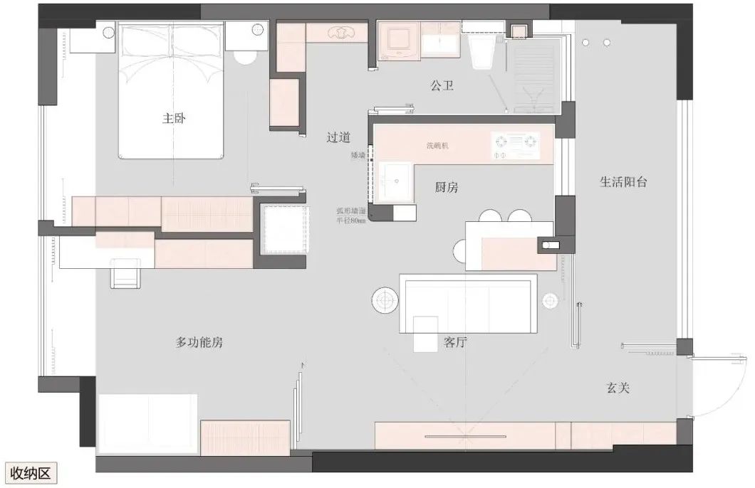 空間放大術(shù)丨兩倍客廳，三倍公區(qū)，只因她家破墻為“鏡”